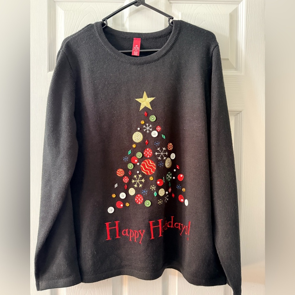 Festive Black Holiday Sweater